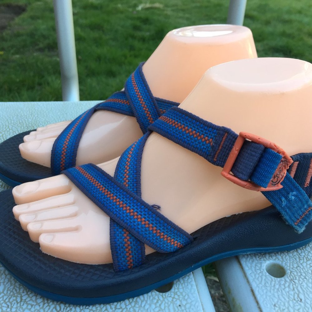 Chaco Women's Blue/Orange Stripe Sport Sandals